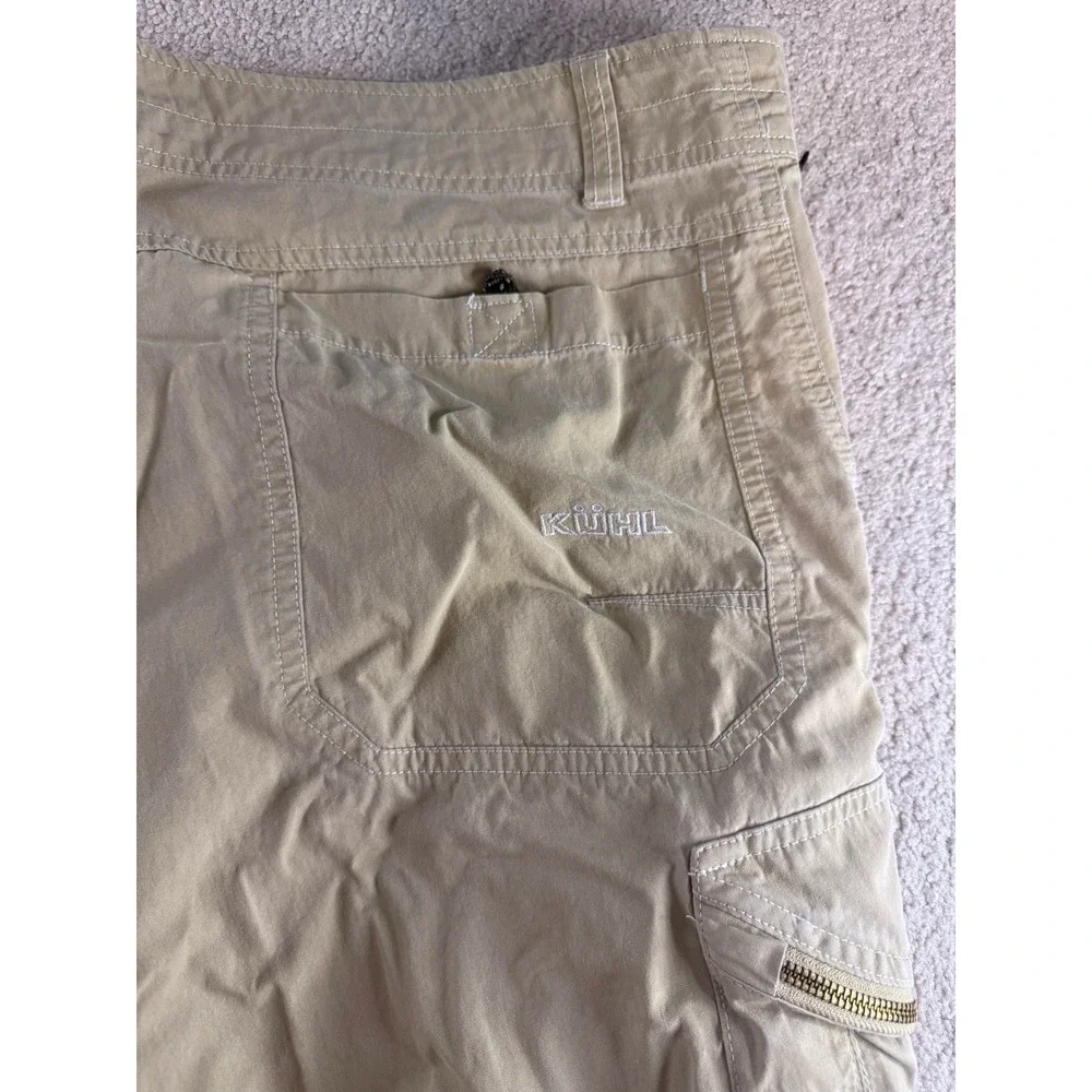 Kuhl Cargo Shorts Tan/Khaki Vintage Patina Dye Tactical Hiking Gorpcore Size 38